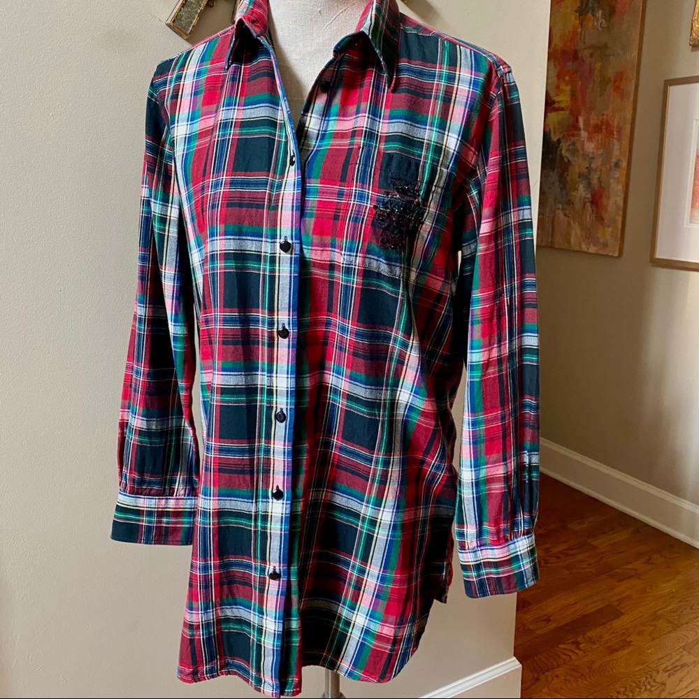 LAUREN RALPH LAUREN Plaid Beaded Shirt